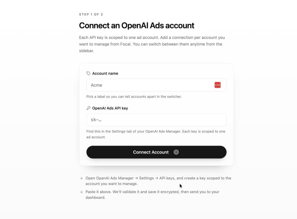 Audience mapping panel translating Google Ads converters into ChatGPT Ads targeting